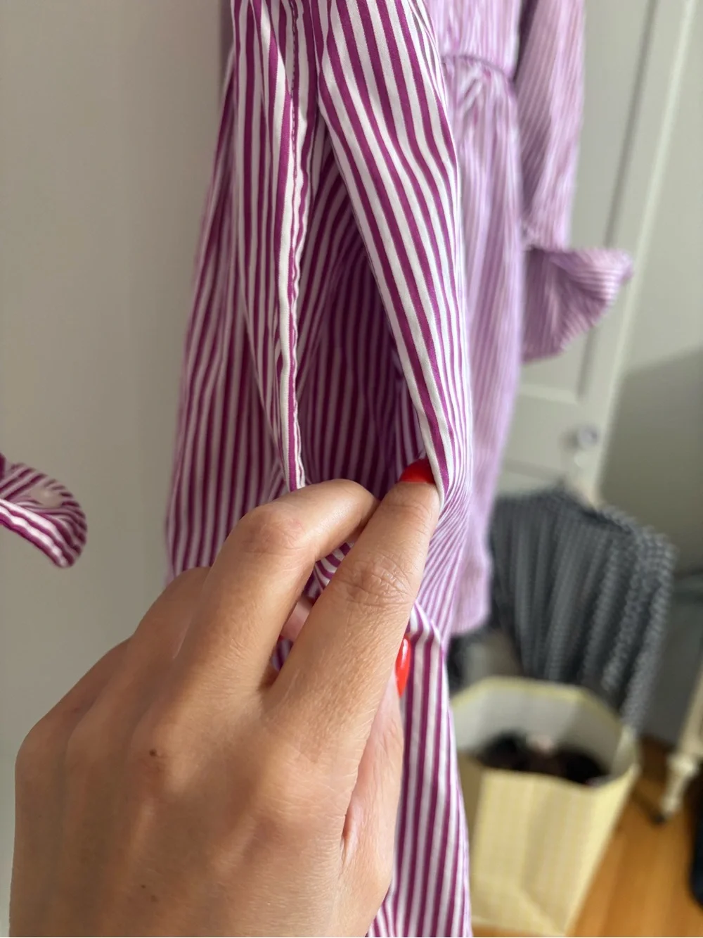 Ralph Lauren Pink and White Striped Cotton Shirt Dress for Kids - Girls size 16
